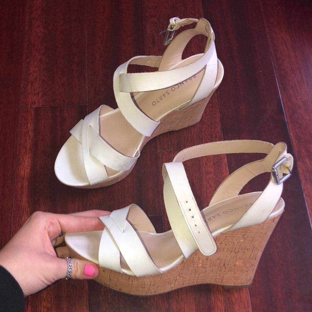 White strappy lightly used heels